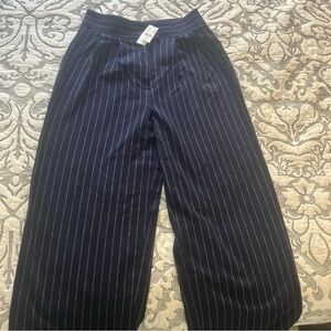 Topshop Blue Pinstripe Trousers High Waist